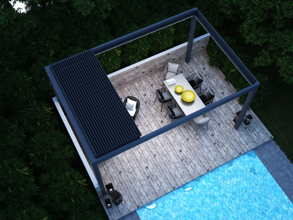 Lamellendach an einem Pool